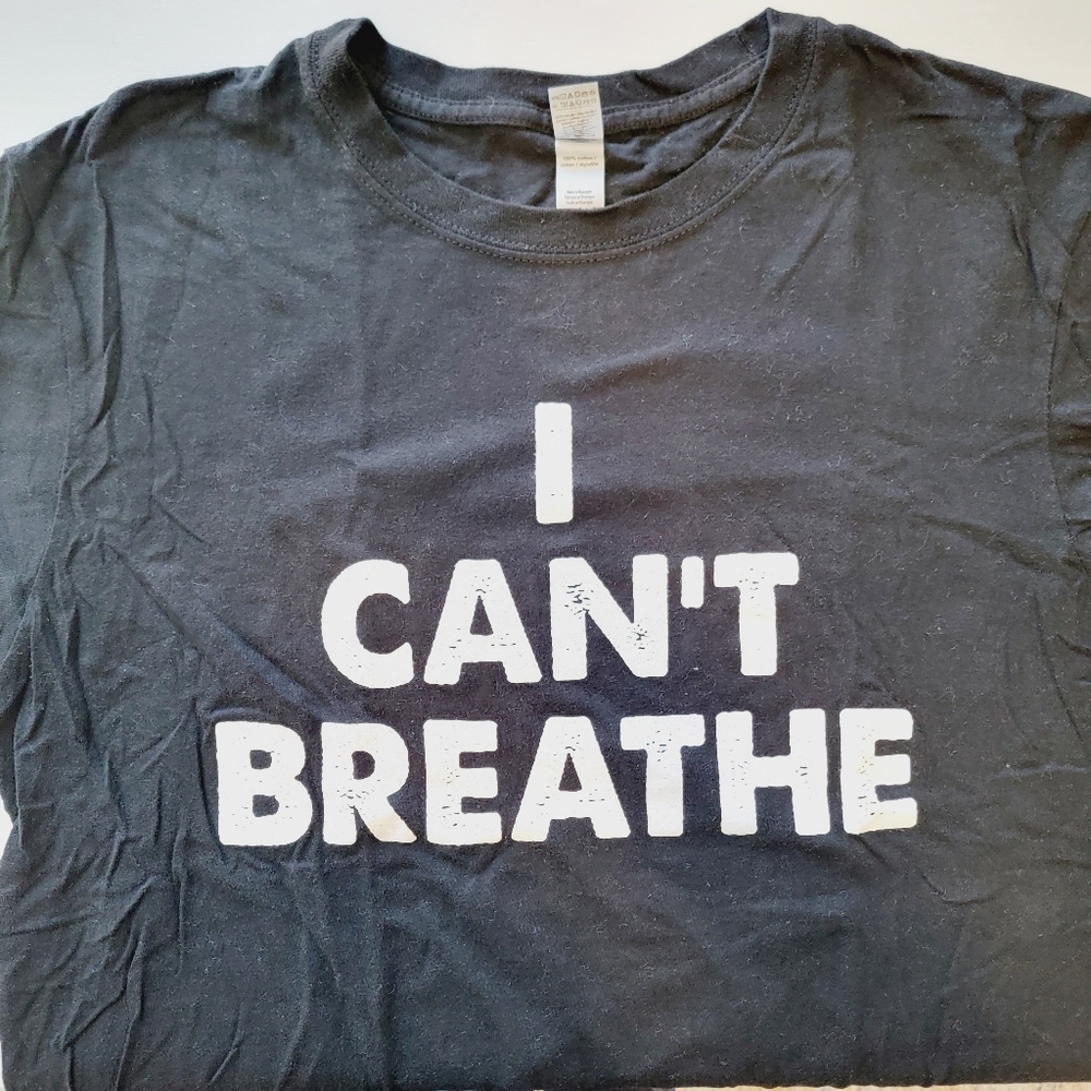 Unisex Black I Can't Breathe Short Sleeve T-Shirt Sz L - Picture 7 of 8